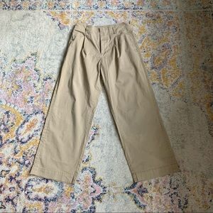 Uniqlo high waisted pleated wide leg khaki pants